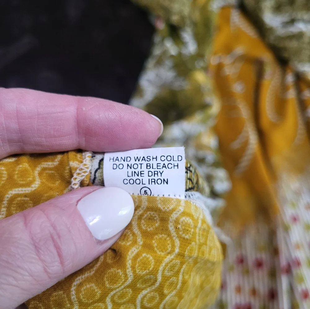 Kariza Yellow and Green A-Line Midi Skirt Or Beach Cover - Picture 15 of 16